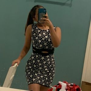 Black and white floral dress